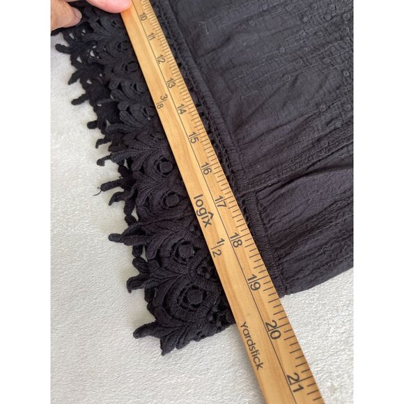 Shoreline Black Long-Sleeve Crochet & Lace Boho Blouse Whimsigoth - Picture 6 of 12